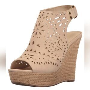 Marc Fisher Women's Harlea Wedge Sandal Peep Toe Platform 7.5